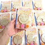 12er Set Holz Bastelset Kindergeburtstag, DIY Kühlschrankmagnete aus Holz zum Bemalen, Holzplättchen & Holzscheiben für Kinder, Ein Praktisches Dankeschön-Geschenk im Retro- und Stylischen Design