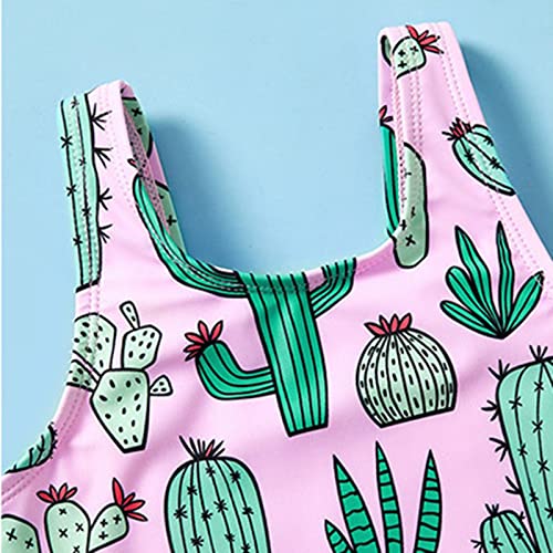 Boys Swim Suit Toddler Summer Sleeveless Girls Cute Cactus Print Pink Prints Ruffles Swimwear Girls Bathing Suit2
