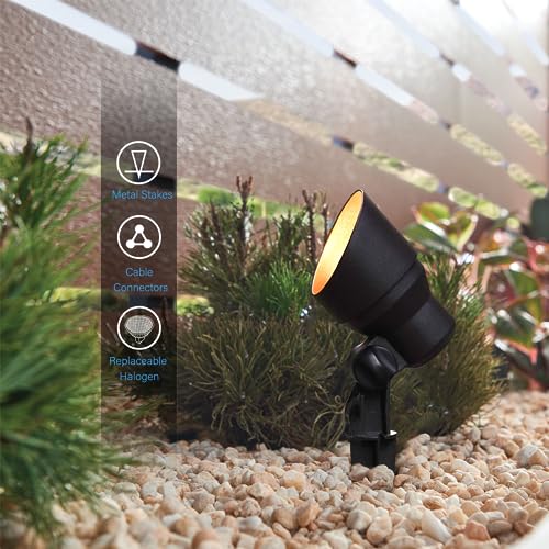Goodsmann Landscape Lighting Low Voltage Spotlights Landscape Lights 20W Halogen 145 Lumen Flood Lights With Metal Stake Connector (8 Pack) 9920-9604-08 #TOP4