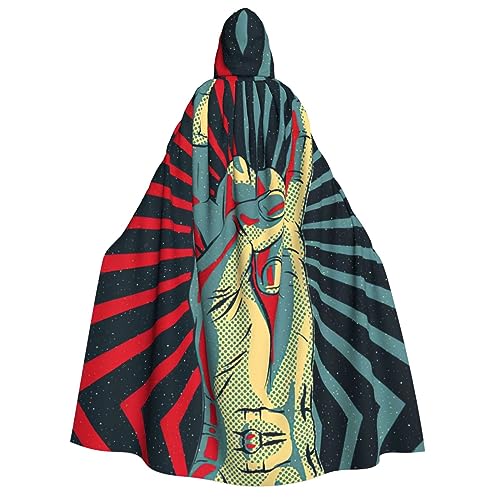 Cape à capuche pour cosplay de sorcière adulte avec motif rock durable