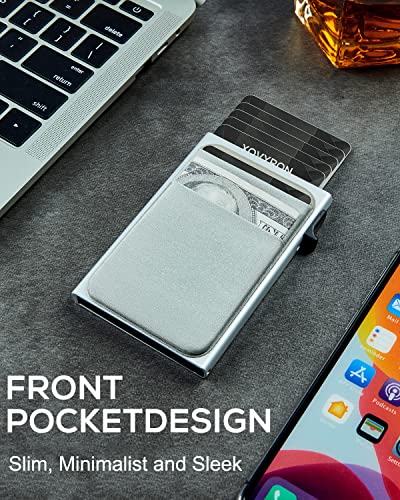 Slim Pop Up Wallet Card Holder with Money Pocket,Minimalist Wallet for Men RFID Blocking Smart Wallet Metal Card Case2