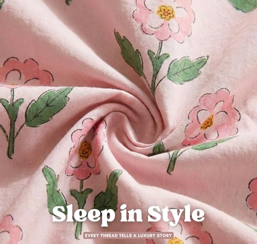 Image of BSB HOME Cloud Cotton King Size Fitted Bedsheet 78 x 72 + 10 Inches | 220 Thread Count Soft & Breathable Cotton Fitted Bed Sheet with Elastic, Deep Pocket Bedding for Home (Pink)
