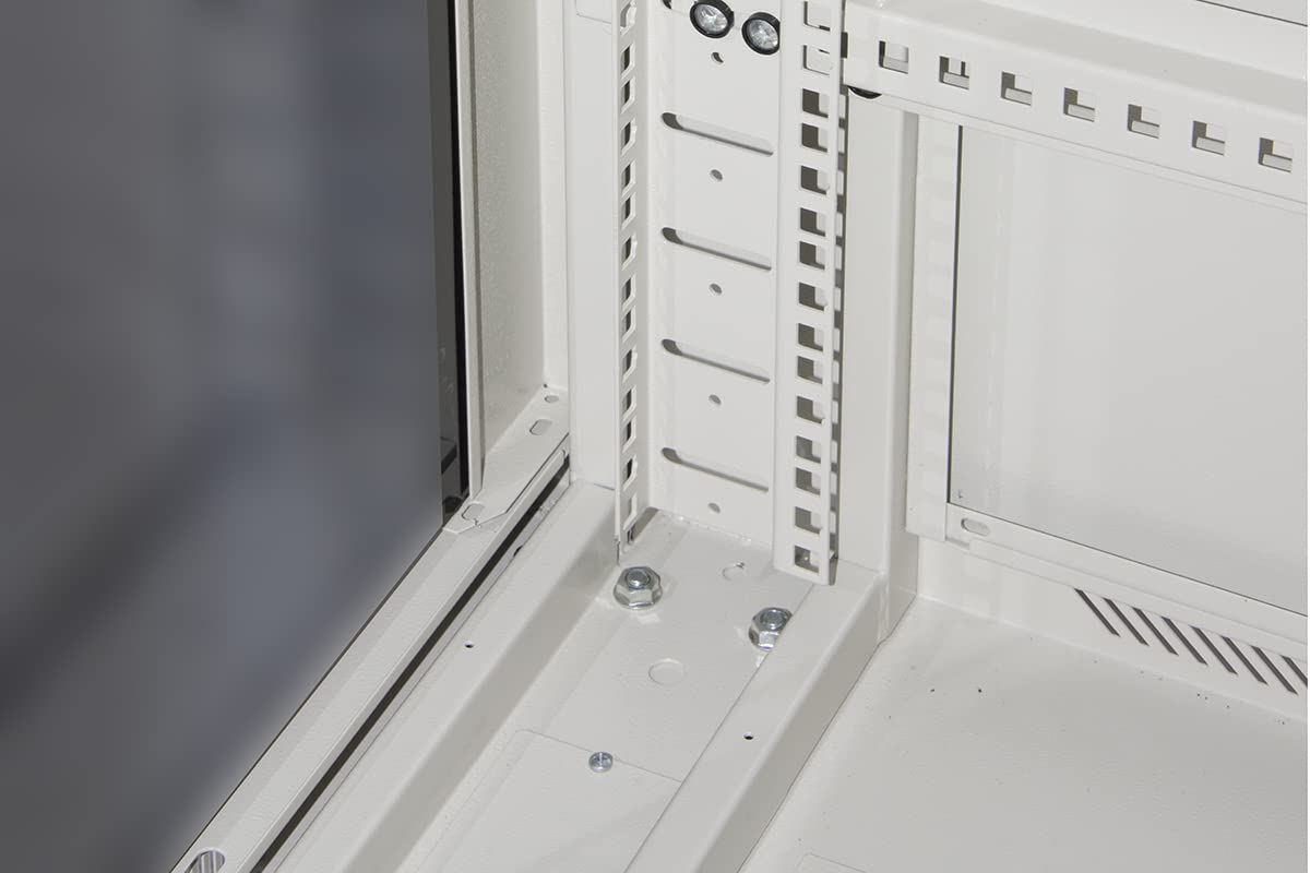 LINK armadio rack LK1922U66GR per reti 19" capacità di carico 800 kg in metallo verniciato a polvere con porta vetro di sicurezza e serratura dimensioni 60x60x116,6 cm colore grigio chiaro RAL7035