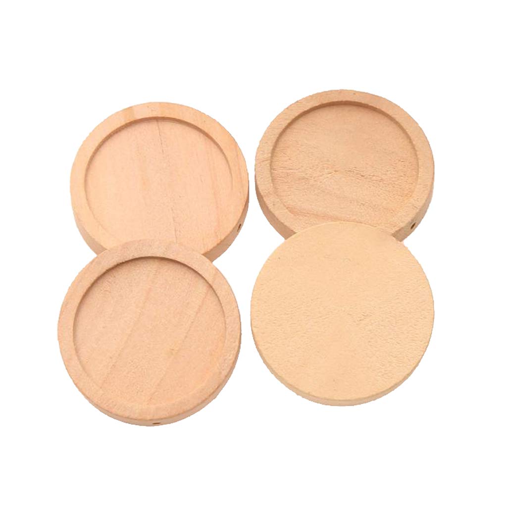Sharplace 20pcs Wooden Cabochon Base 30mm Pendant Charms Tray Jewelry Accessories