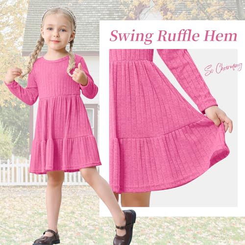Image of Toddler Baby Girl Long Sleeve Dress Girls Knit Sweater Dresses Tiered Kids Swing Holiday Clothes Fall Winter