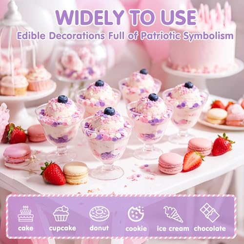 Image of Edible Round Confetti Sprinkles for Cake Decorating,Pink Purple White Round Confetti Sprinkle,Pastel Sugar Sprinkle Circular Candy for Cake Baking,Cupcake Cookie Donut Desserts Decorations,Gender Reveal Baby Shower Birthday Party Supplies | 130g,Cupcake Topper,Baking Decorations for Cookie,Donut,Gender Reveal,Baby Shower,Birthday,Anniversary,Wedding Party Supplies