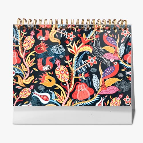 2026年 卓上カレンダー 熱帯雨林 植物 動物柄 月間カレンダー ページめくり 新日本カレンダー 実用性 文房具 360°書き込み 小型 デスクトップ おしゃれ 計画整理 プレゼント 2025年9月?2026年12月