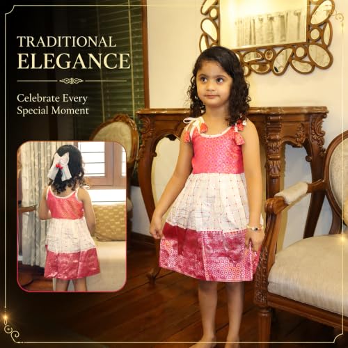 Image of New south Indian traditional pattu pavadai Jecquard Frock for girls Lehenga Choli