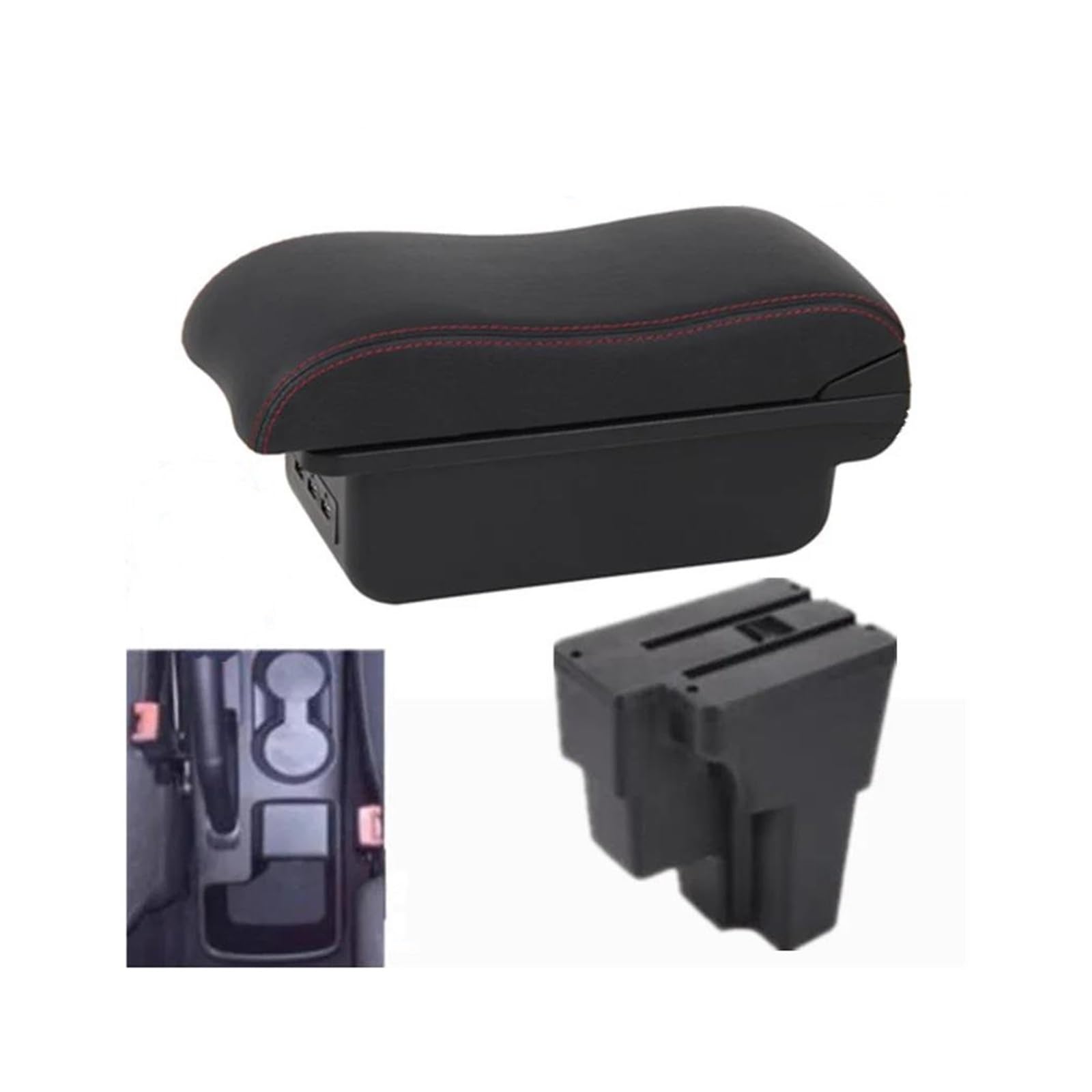 RESPUNEKBAH Armrest Box For KIA For STONIC For Rio Lx For Cerato 15-24 Car Armrest Part Storage Box Car Accessorie(B1 red line 3USB)