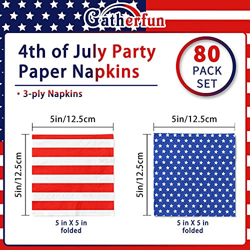 Gatherfun American Flag Patriotic Party Supplies Disposable Paper Napkins Cocktail Napkins For Veterans Day Election Day 4Th Of July Independence Day Decorations, 40 Pack Of Stars+40 Pack Of Stripes #TOP1