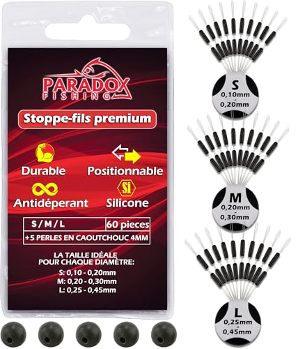 Paradox Fishing - Lot de 60 Stops de Ligne Premium en...