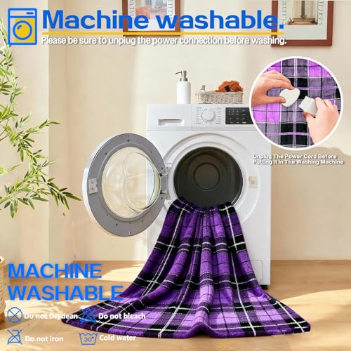 Image of Electric Blanket Heated Twin, Soft Flannel 62 inchx84 inch Plaid Heating Blanket with 8 Hours Auto Off 10 Fast Heating Levels Machine Washable Sherpa Heated Blanket with Overheating Protection