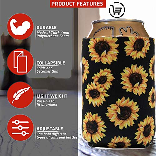 6PCS Standard Can Sleeves - Neoprene Bottle Insulator Sleeve Set of Can Beverage Coolers for 12oz Standard Energy Drink & Beer Cans