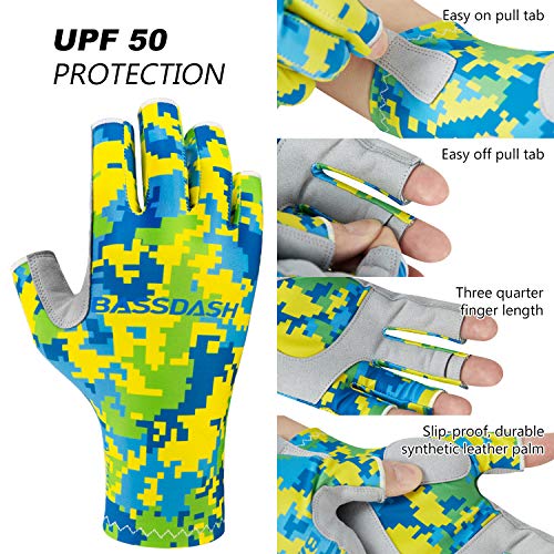 Image of Bassdash ALTIMATE UPF 50+ Women's Fishing Gloves UV Sun Protection Fingerless Gloves for Kayaking Paddling Hiking Cycling Driving Shooting Training