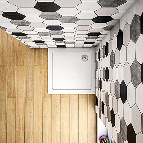 Aica Sanitär Rechteck Quadrat Runddusche Duschtasse Kunststein mit GelCoat-Oberfläche Weiß