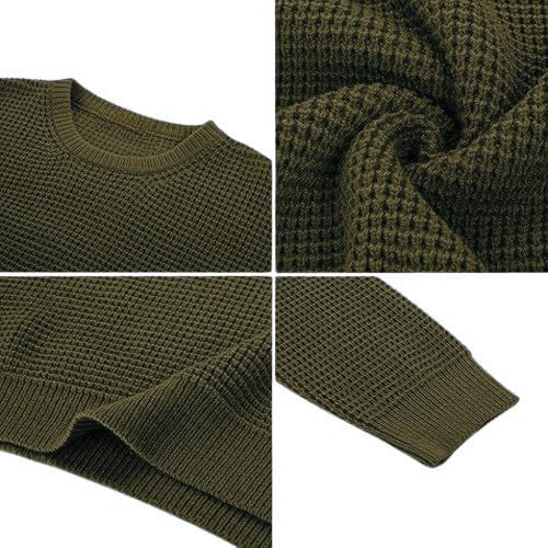 Image of ColorChakra Waffle Knit Mens Sweater Woolen Round Neck Wool Pullover