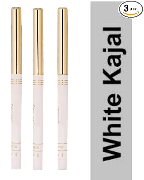 white Kajal eyeliner pencil smudge proof waterproof white kajal pack of 3