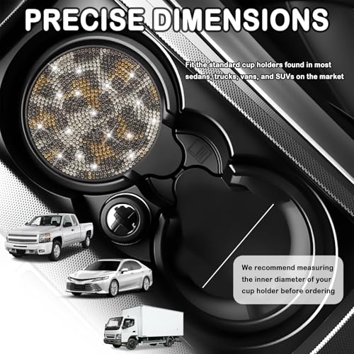 Juego de 2 portavasos leopardos con brillantina para autos miniatura 6