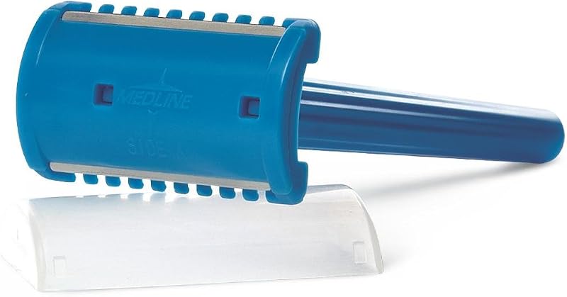 Aparelho de barbear de segurança dupla face Medline azul, Pacote com 100