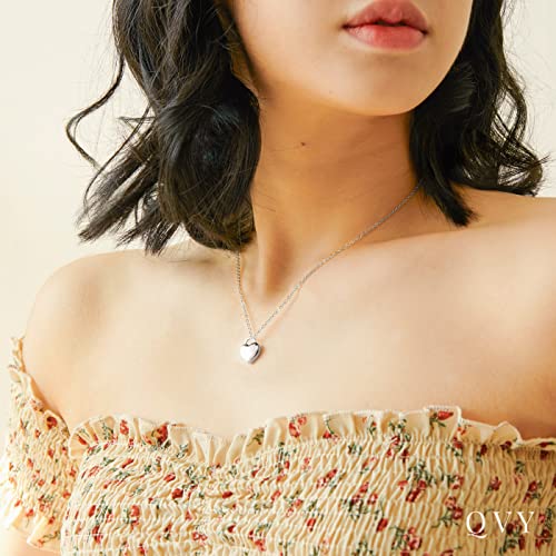 QVY-Dainty-Puffy-Heart-Pendant-Necklace-for-Women-Gold-Plated-Jewelry-Silver-Chunky-Necklace-with-Cute-Heart-Charm-Jewelry-Gifts-for-Her-HN-B