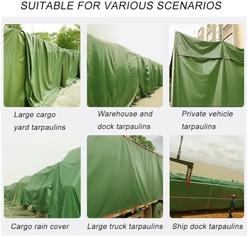 Heavy Duty Waterproof Tarpaulin - 0.6mm Fire Retardant PVC Tarp Cover, Tear Resistant, Grommeted, Easy Installation, Perfect for Cars, Trucks, Outdoor Use (3x3m/9.8x9.8ft)