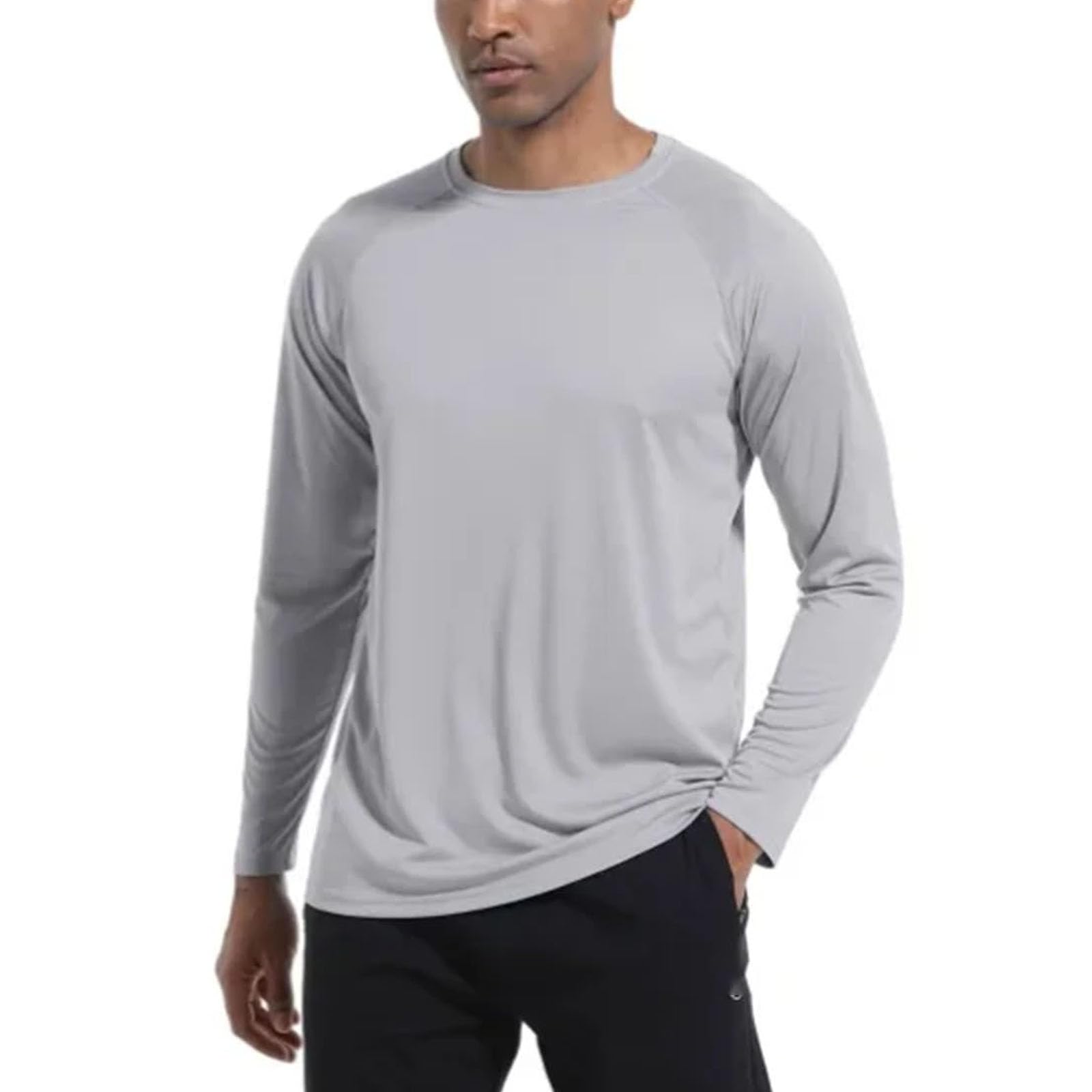 Maglietta traspirante da uomo, a maniche lunghe, traspirante, per escursionismo, pesca, casual, streetwear