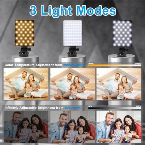 Portable Selfie Phone Light with Front & Back Clip, LED Video Light Photography Lighting Lamp with 3 Light Modes for iPhone Computer Laptop Cameras Vlogging Makeup Tiktok