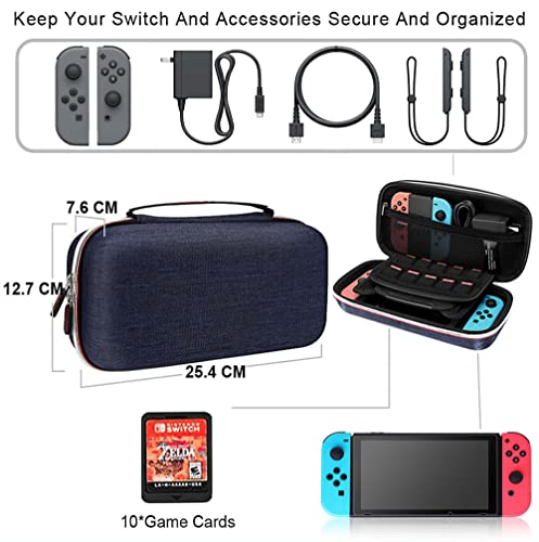 Bestico Custodia per Nintendo Switch e Switch OLED con Supporto, Borsa Protettiva da Viaggio Portatile Rigida per Nintendo Switch Console e altri accessori Include Include Cartucce 10 giochi