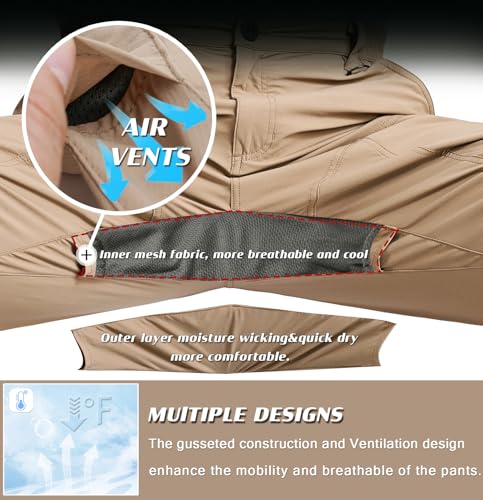 Mens Lightweight Cargo Hiking Patns Outdoor Quick Dry Work Tactical Pants with 6 Pockets Water Resistant Fishing Travel Pants2
