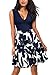 Miusol Women's Casual Flare Floral Contrast Sleeveless Party Mini Dress, A-blue, Small