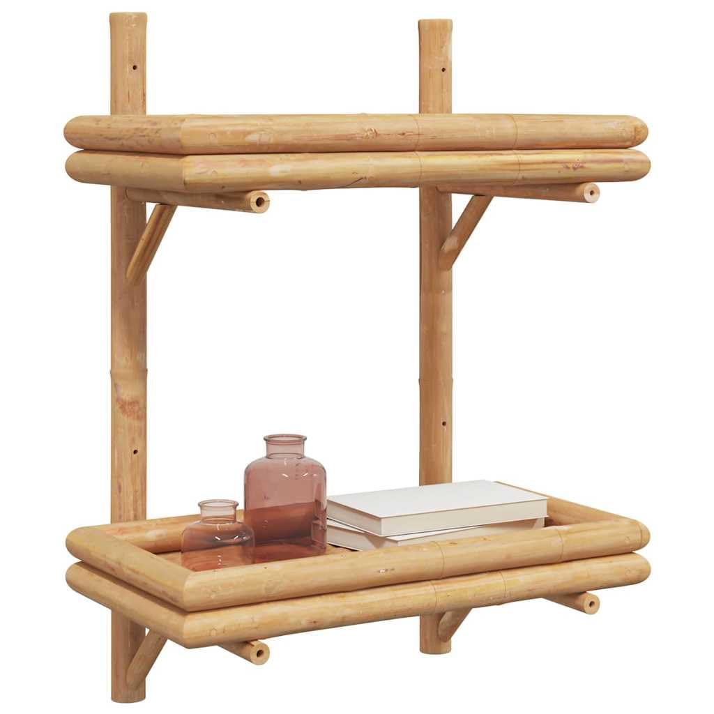 vidaXL Wall Shelf Wall-Mounted Brown 39 x 26 x 60 cm Bamboo