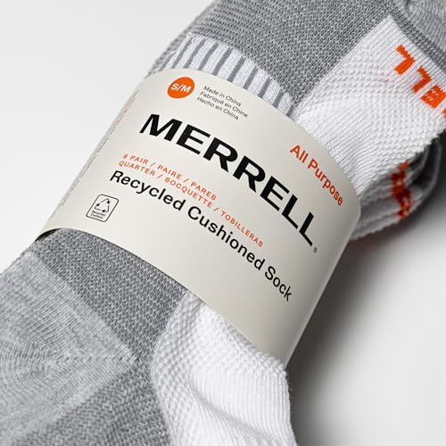 Image of Merrell Unisex Adult Men's and Women's Recycled Cushioned Ankle Socks - 6 & 12 Pairs - Hiking Arch Support
