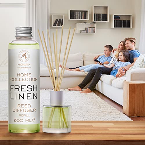 Raumduft Nachfüllflasche Frische Wäsche - 200ml - Nachfüller für Duftdiffusor - Lufterfrischer - Raumbeduftung - Fresh Linen Aroma - Diffuser Nachfüllen - Raumduft Refill - Reed Diffuser Refill