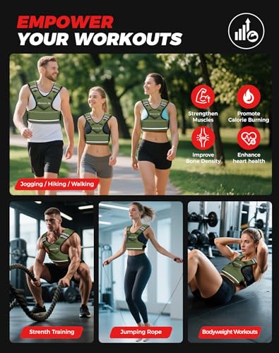 Image of BAGAIL Adjustable Weighted Vest for Women 4-10lb /12-18lb /20-32lb, Comfortable U-Neck Rucking Vest with 6 Removable Weights, Storage Pocket and Reflective Strips for Walking, Jogging, Weight Loss