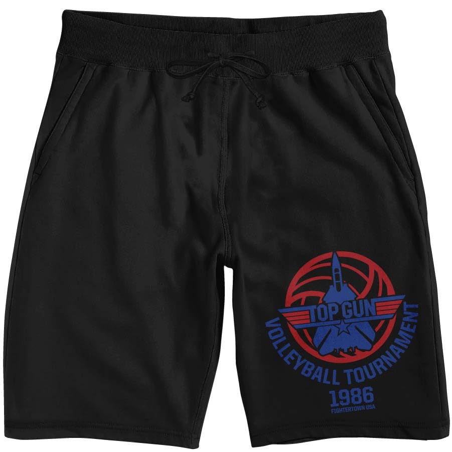 Top Gun Classic Movie Neon Logo Men's Black Sleep Pajama Shorts