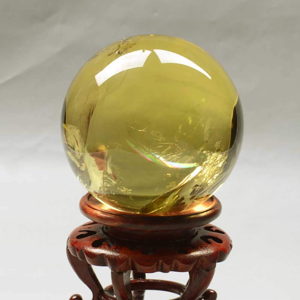 Ornamenti di sfera di cristallo giallo naturale Sfera di pietra di cristallo lucidata a mano Sfera di cristallo di quarzo Sfera di pietra Soggiorno moderno Xuan GUI Armadietto del vino Mobile TV Decor