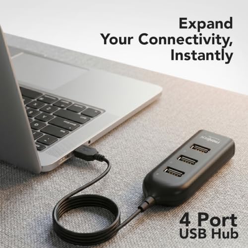 Image of Frontech 4 Port USB Hub, USB 2.0 Splitter Hub with 480 Mbps High-Speed Data Transfer, Plug & Play, 1 Meter Cable, 1 Year Warranty (NC-0085)