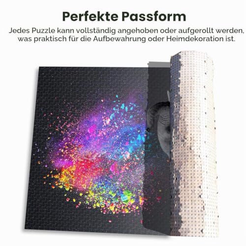 WACYDSD Puzzle 1000 Teile – Elefant, der einen Regenbogen bläst – Ansicht 6