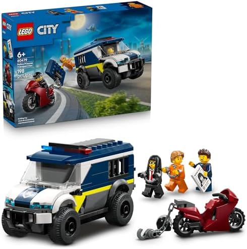 LEGO City Police Prisoner Transport Van Building Toy for Boys & Girls - Pretend Play Toys for Kids, Ages 6+ - W/Police Officer & 2 Crook Minifigures - Gift Idea for Birthdays - 60479