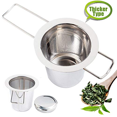 HuluBB infusor de filtro de té, colador de té de acero inoxidable con asa para tazas de té sueltas, tazas y ollas