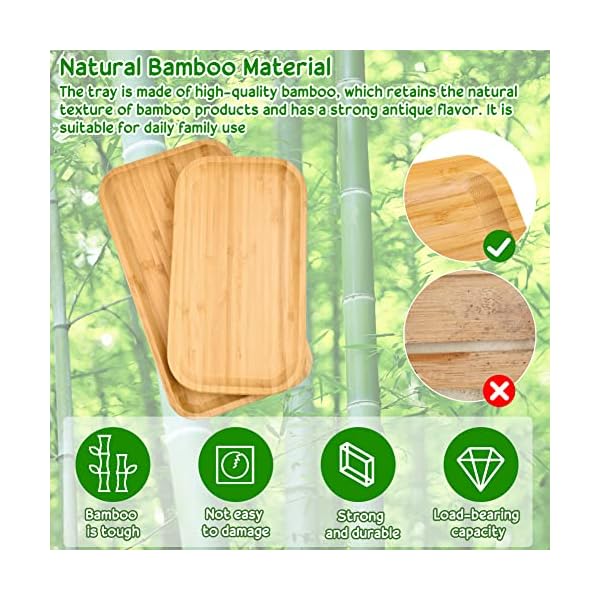 SCHYIDA Tablett Holz Rechteckig, 2 Stück Serviertablett Holztablett Tablett Servierplatte Holz Teller Bambus Tablett Holztabletts Deko Bambustablett für Zuhase, Esszimmer, 29 * 16 * 2cm，25 * 14 * 2cm – Bild 4