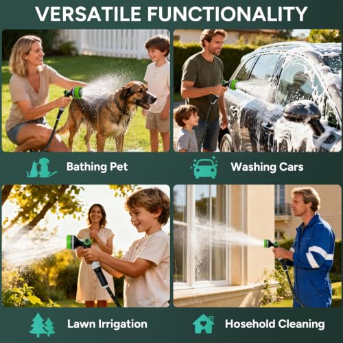 Image of Lightweight Garden Hose,50ft Non Expandable Water Hose with Nozzle