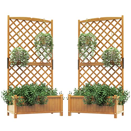 HAPPYGRILL Raised Garden Bed with Trellis, 71