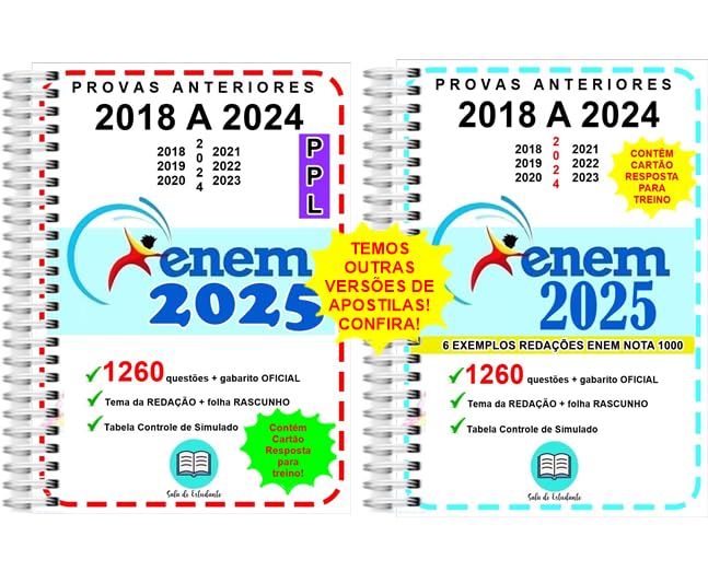 ENEM 2160 questões REGULAR + PPL Provas 2016 a 2021 + gabarito OF...