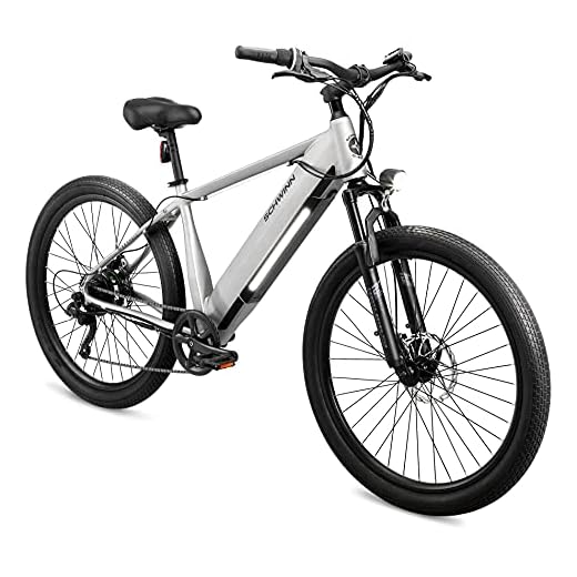 Schwinn Marshall Electric Hybrid Bike for Adults, Small/Medium Step-Over Aluminum Frame, 250W Motor, 7 Speed, 27.5-Inch Wheels, Matte Grey
