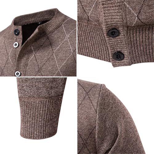 Men's Winter Fleece Knit Cardigan Solid Color O-Neck Warm Smart Slim Fit Knitted Sweatercoat2