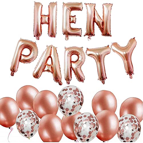 DOJoykey Rose Gold Hen Party Decoration - 14 Latex Balloons, 5 Foil Balloons, Hanging Garland for Bridal Shower - Image 3