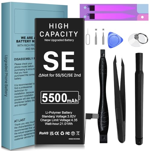 [2750mAh] Battery for iPhone SE 2016 1st Gen, Conqto New 0 Cycle High Capacity Battery Replacement for iPhone SE Models A1662, A1723, A1724 with Complete Professional Repair Tools Kit