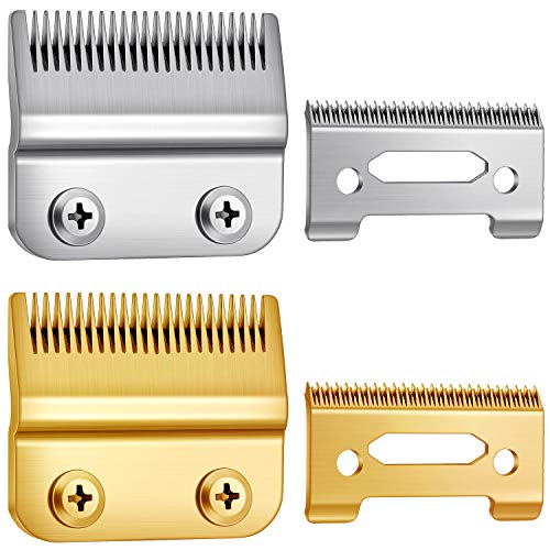 2 Sets Adjustable Hair Clippers Blades 2-Hole Hair Trimmer Replacement Blades Hair Clipper Replacement Blades Compatible with Wahl 8148, 1919, 8591, 8504, 2241 and 2240 (Silvery, Golden)
