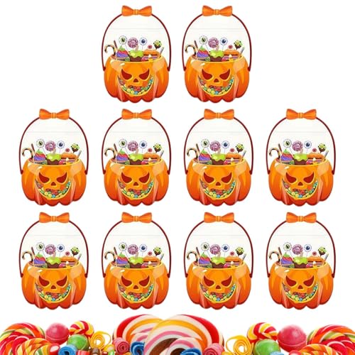 Huxibai Bolsa De Caramelos Para Halloween,10 Unidades Bolsitas Pequeñas Infantiles,Bolsa Transparente Tipo Canasta - Comida Aula Infantil Niña Niño